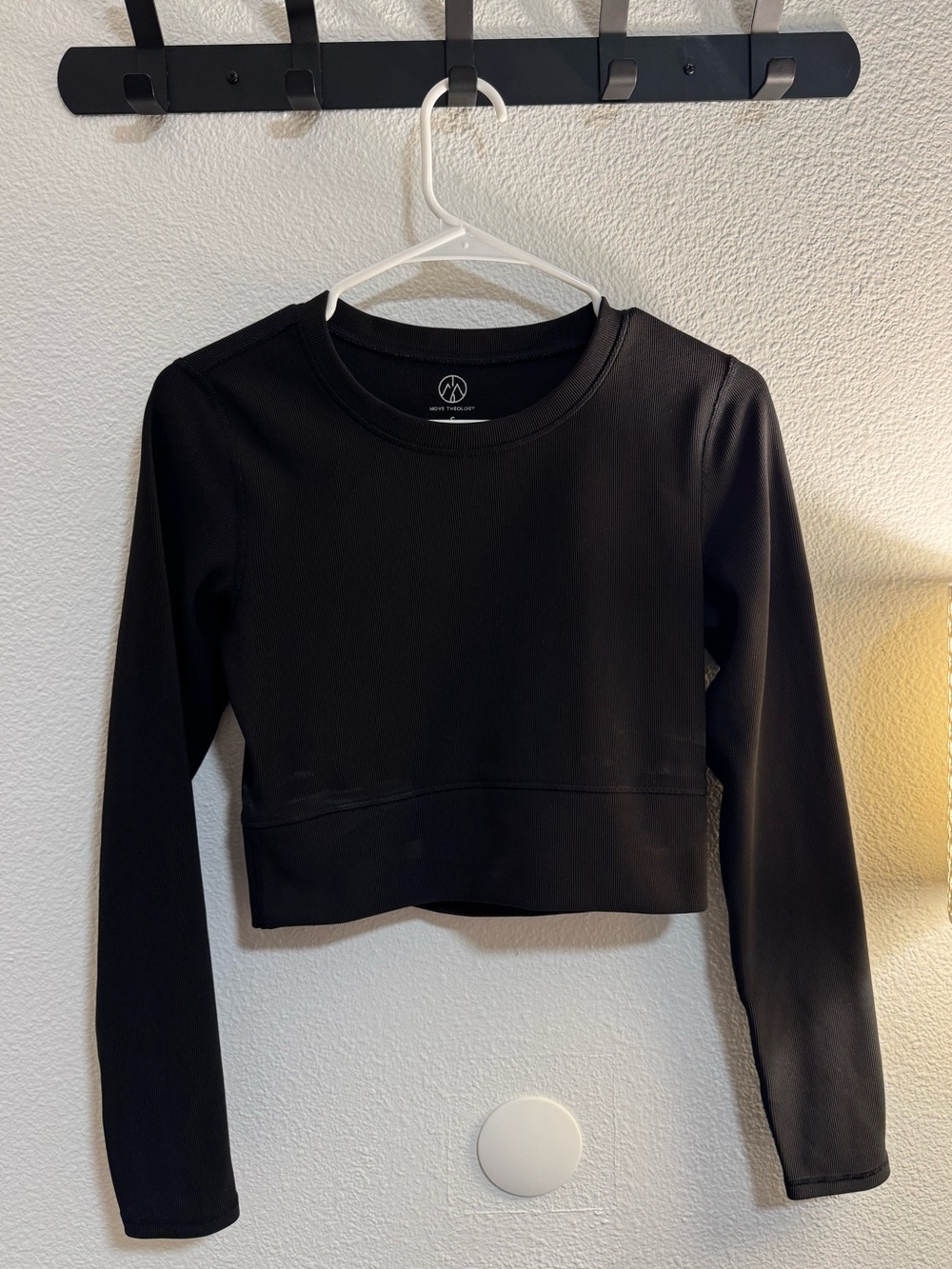 ALO Yoga Black Long Sleeve Cropped Crewneck Top